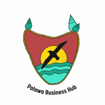 Palawa Business Hub emblem with black bird flying over water with a sunset in the background. 